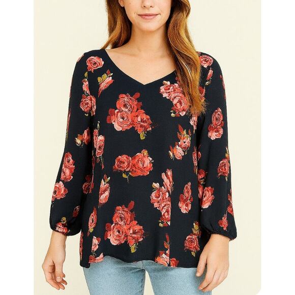 14th and Union blouse floral print lightweight oversized SM boxy top - Picture 1 of 10